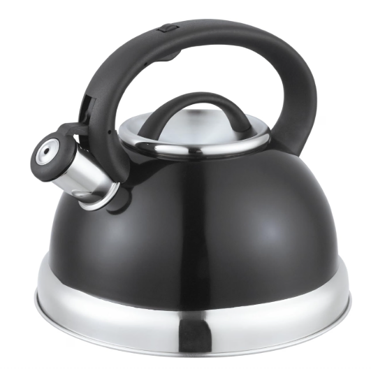 Chaleira preta de aço inox com apito